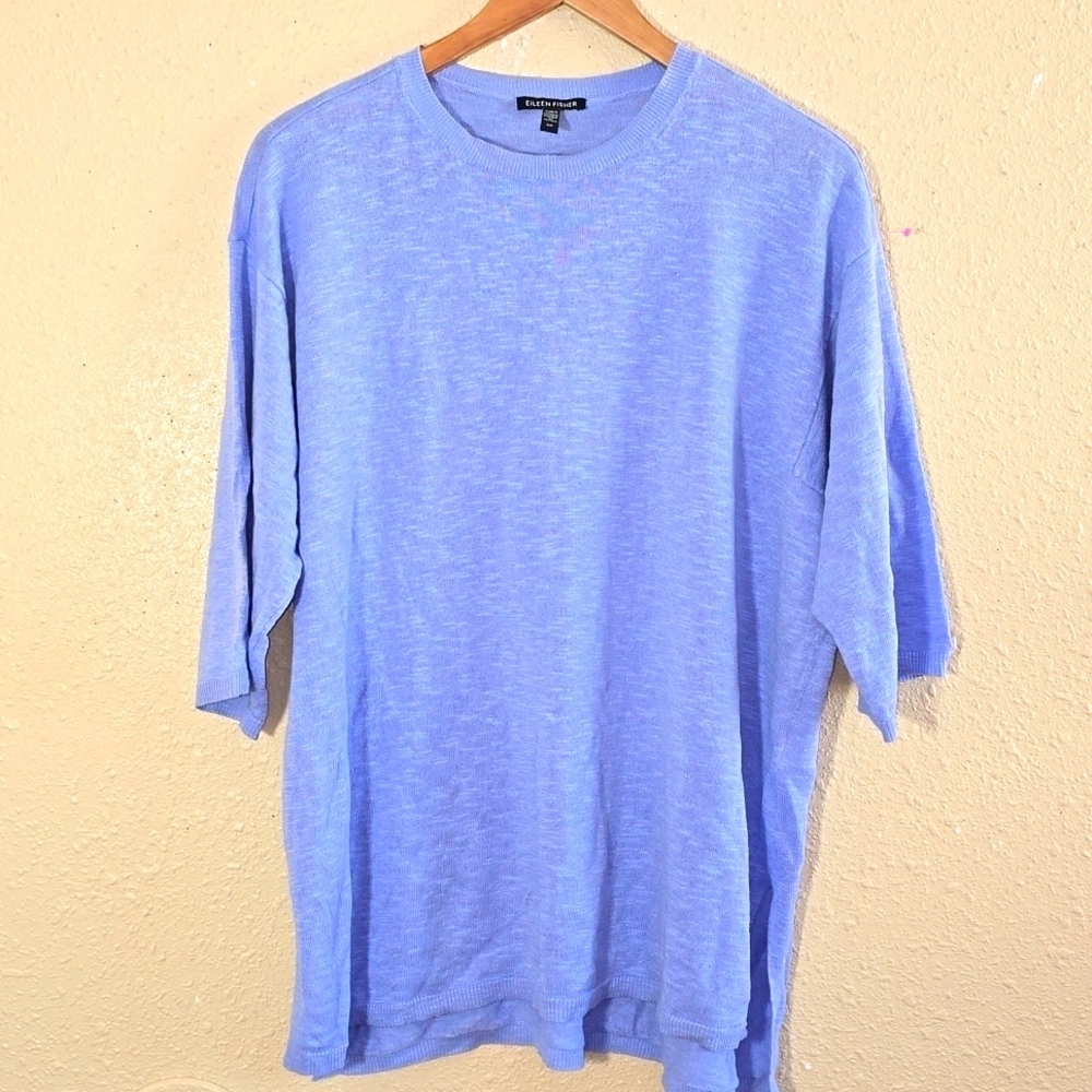 Elieen Fisher Blue Linen Blend Blouse